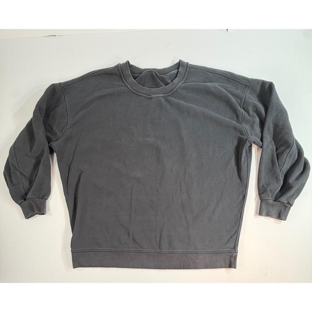 Lululemon Perfectly Oversized Crew Pullover Sweatshirt Black Faded Wash Sz 12